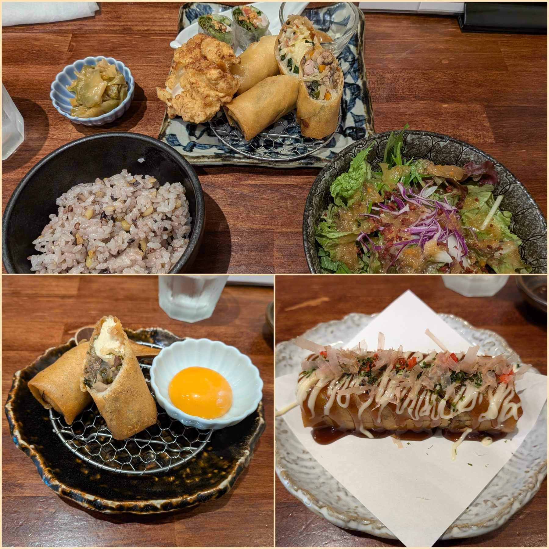 春巻き専門店 はるまきバトン：BATON春巻き定食 / 牛すき焼き春巻き / 広島風お好み焼き春巻き　#青空ごはん部