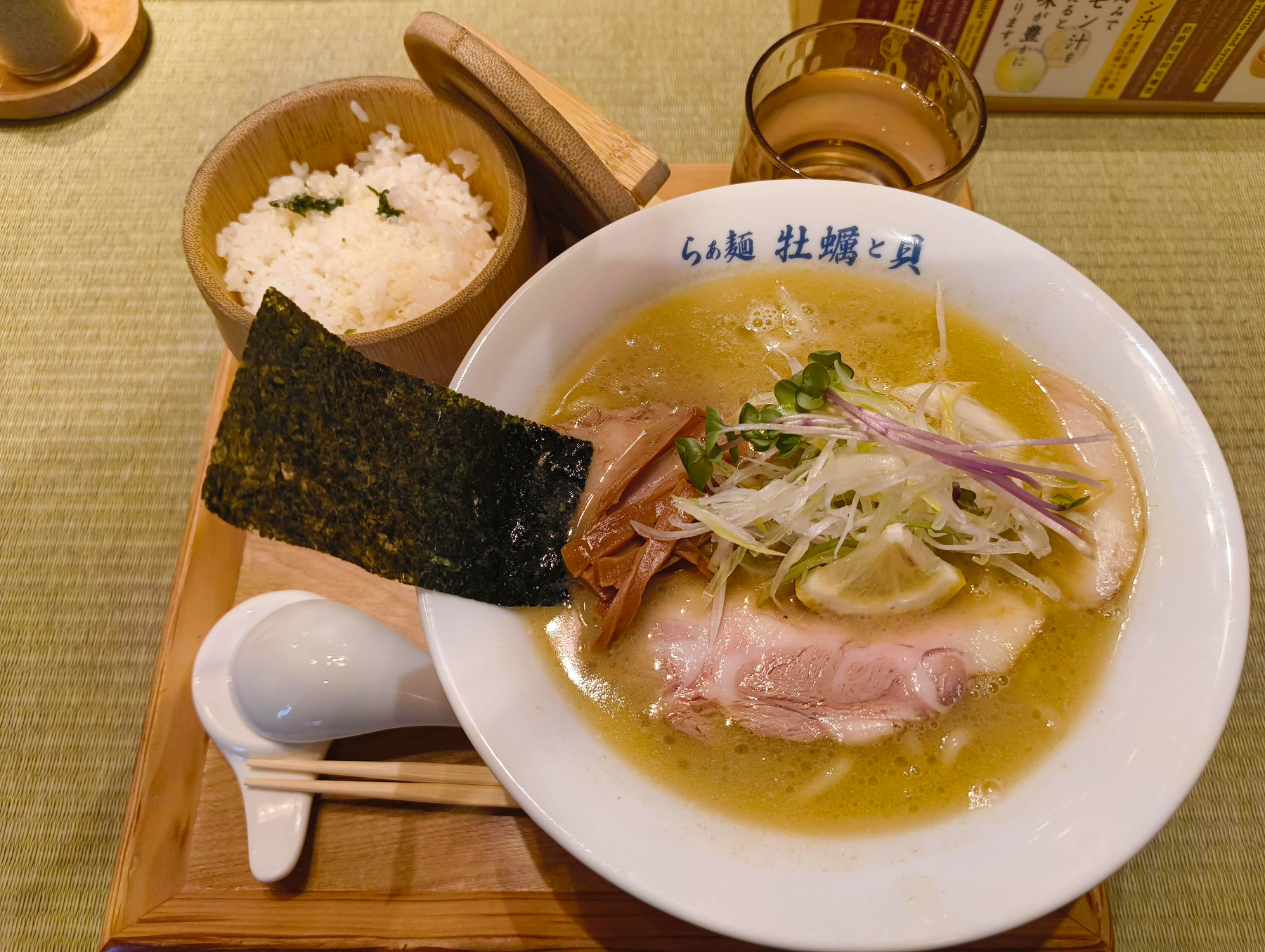 らぁ麺 牡蠣と貝：濃厚牡蠣らぁ麺 / チーズリゾット　#青空ごはん部